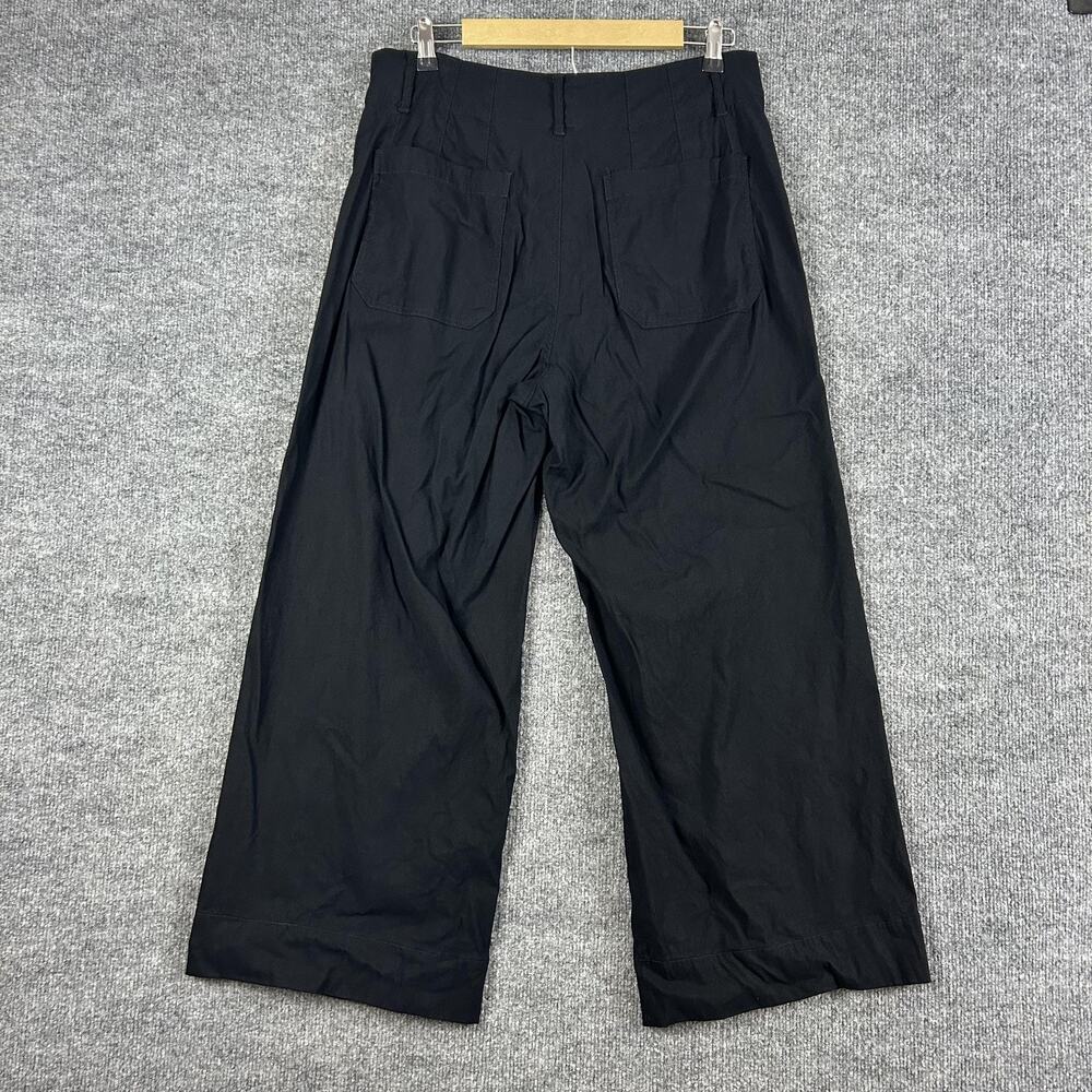 Maeve Pants 30 The Colette Wide Leg Cropped Linen Blend Black Casual Work Chic - Picture 3 of 12